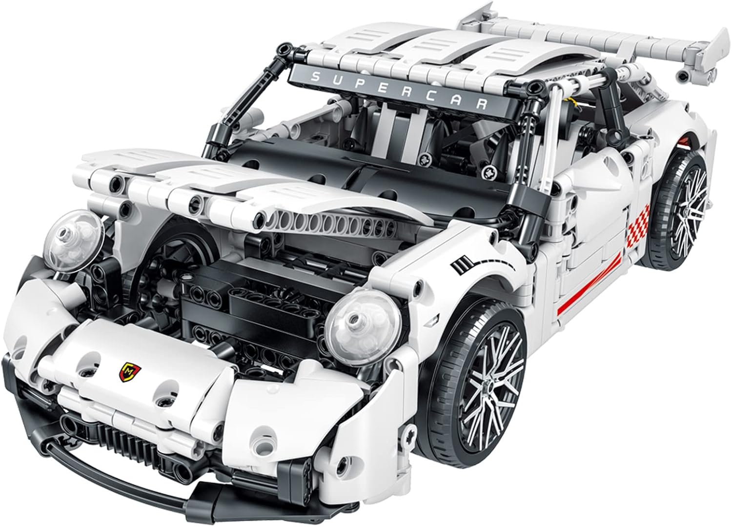 White GT3 Racing Car MOC Building Blocks Construction Toy, 1:14 Scale Sports Car Model, 1268 Pcs, Pack of 2 C262