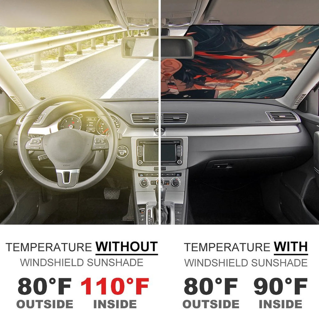 Anime Windshield Sunshade Foldable Reflective Sun Visor Front Window Cover R3448