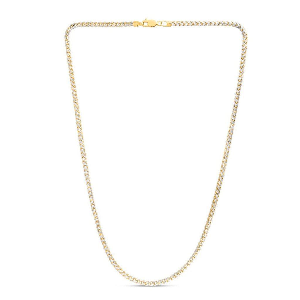 14K Two Tone Gold Pave Franco Chain Bracelet 8 Inches S88944