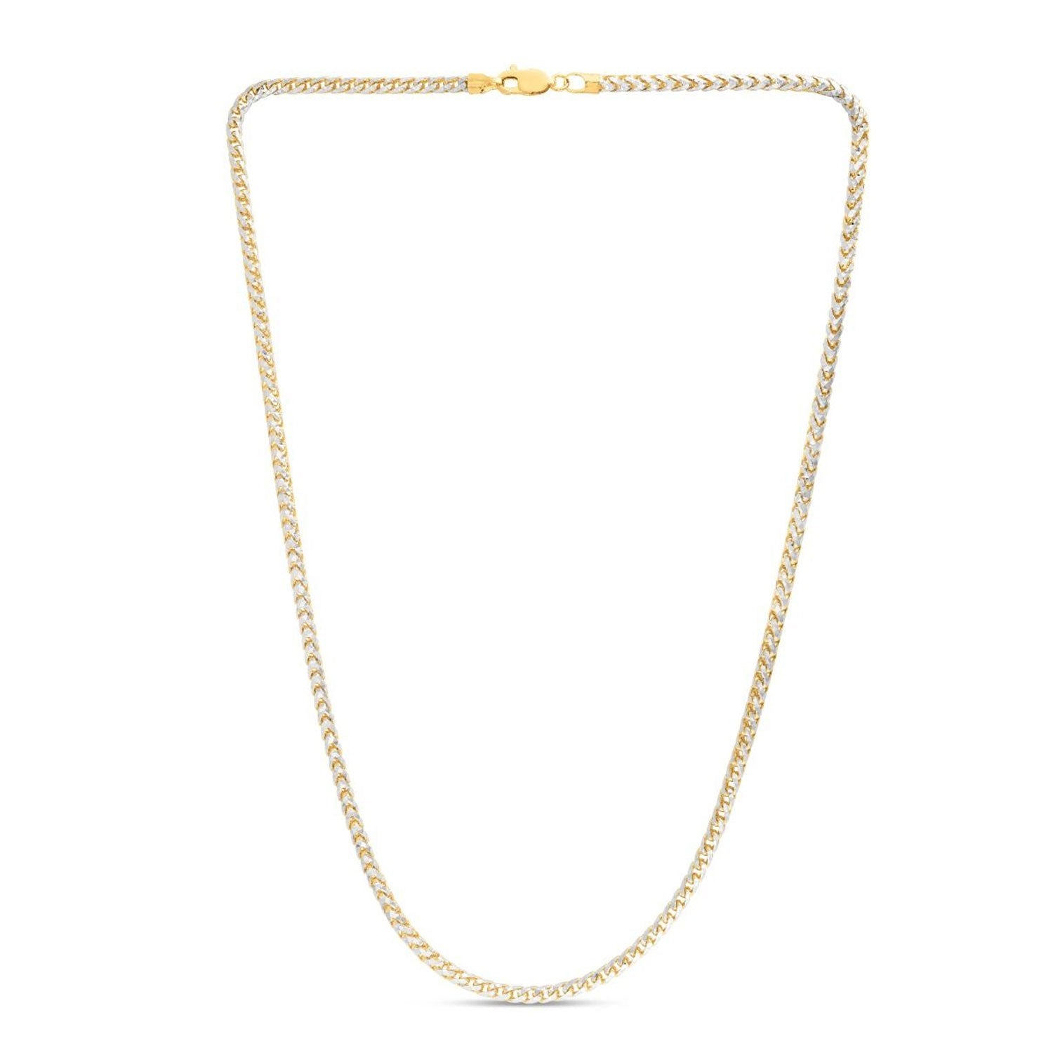 14K Two Tone Gold Pave Franco Chain Bracelet 8 Inches S88944