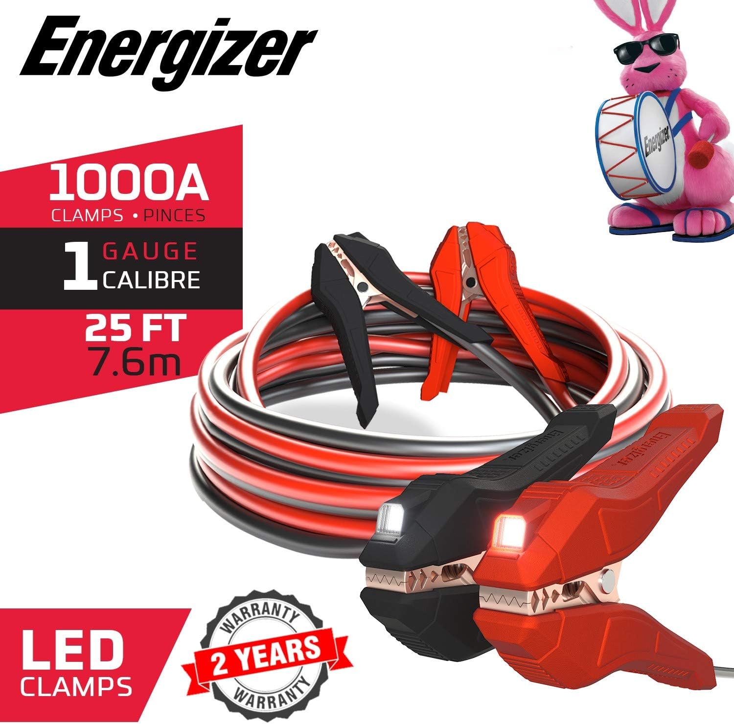 25-Feet 1-Gauge Heavy Duty Jumper Cables with Carrying Bag F862