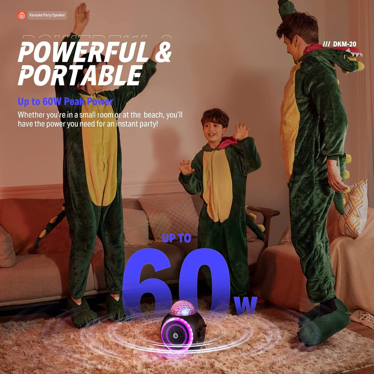 Portable Karaoke Machine Bluetooth PA Speaker System with Lights K5010
