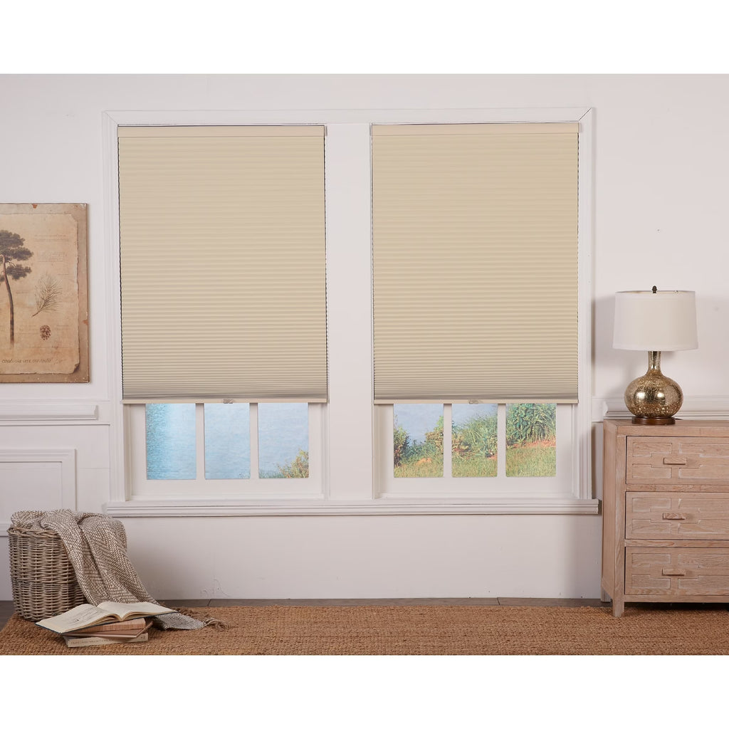 Tan/White Cordless Blackout Cellular Shade 39 x 72 L57942