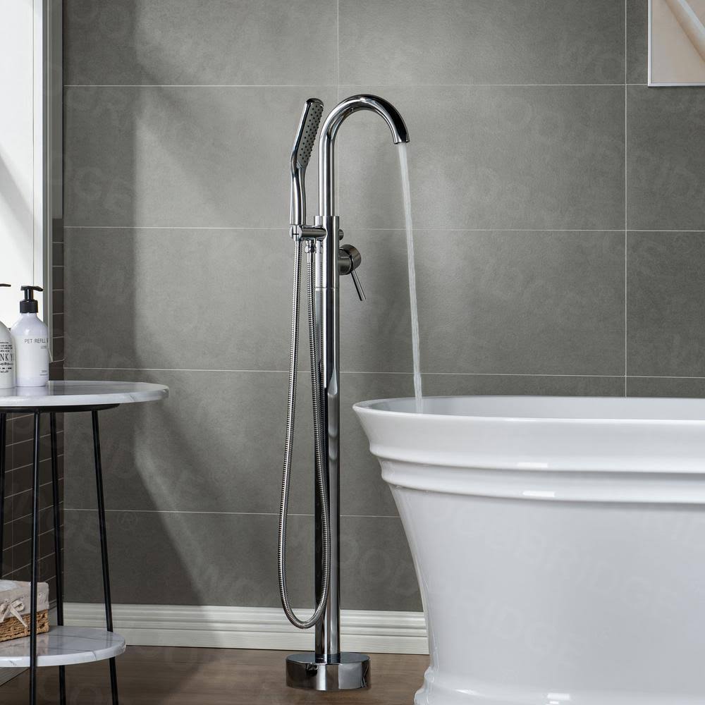 Chrome Freestanding Tub Faucet with Hand Shower E4707