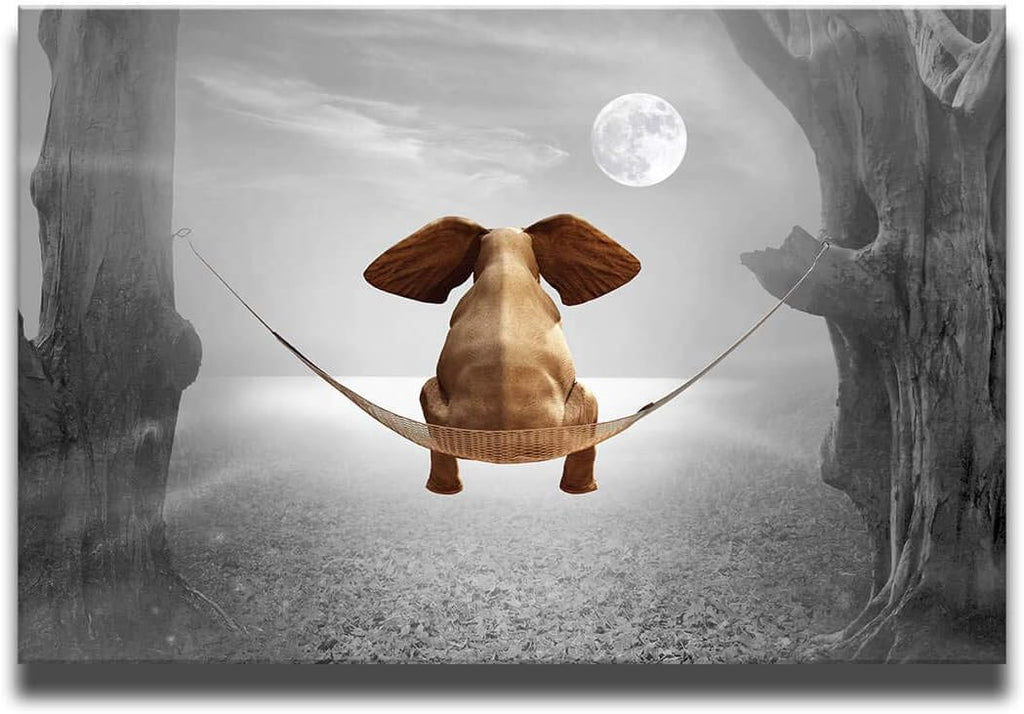 Black and White Elephant Canvas Wall Art 40x60cm D3764