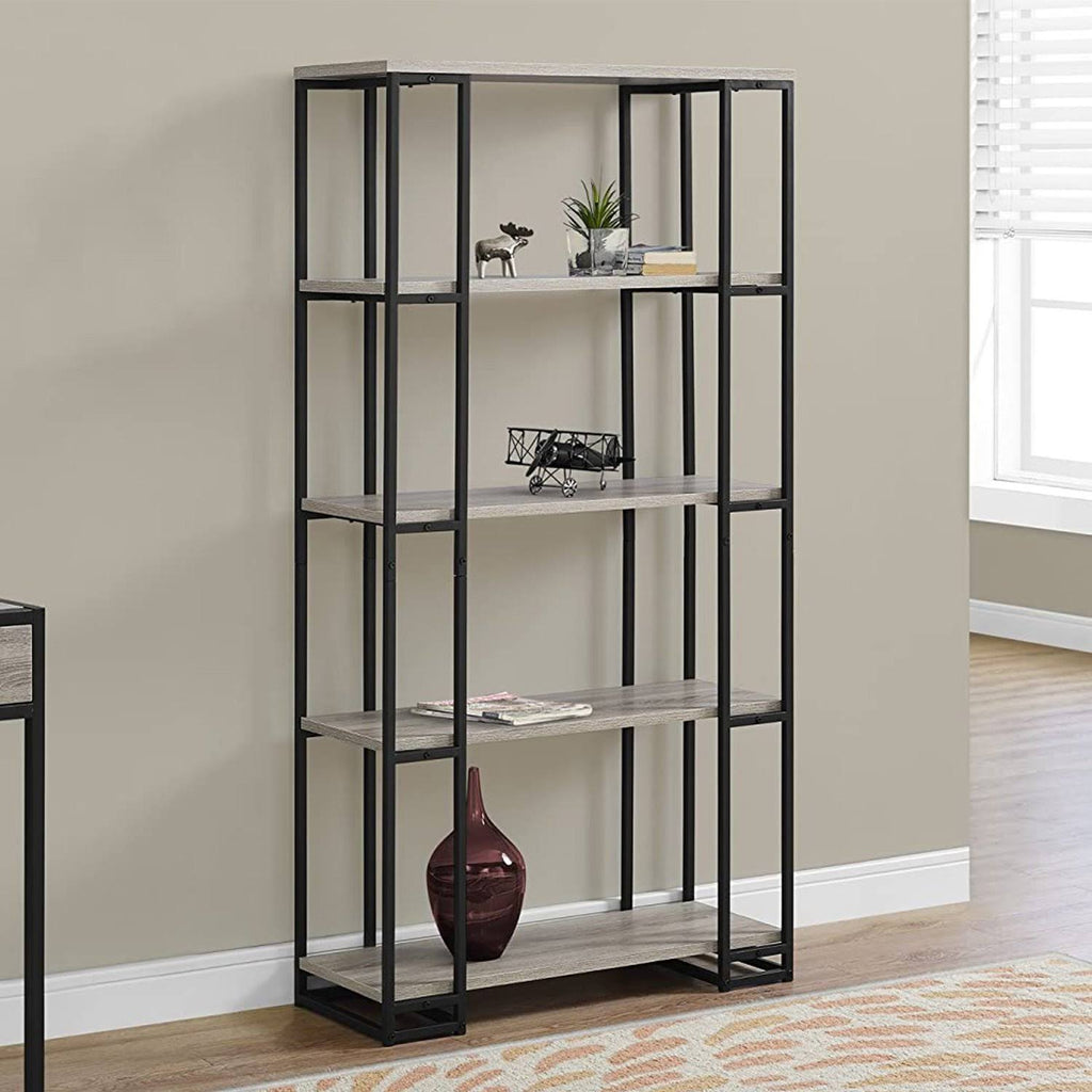 Dark Taupe Black MDF Metal Bookcase E5059