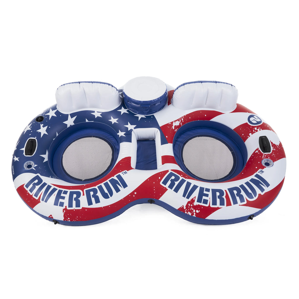 American Flag 2 Person Tube with Cooler and 2 Person Youth Inflatable Raft V7063