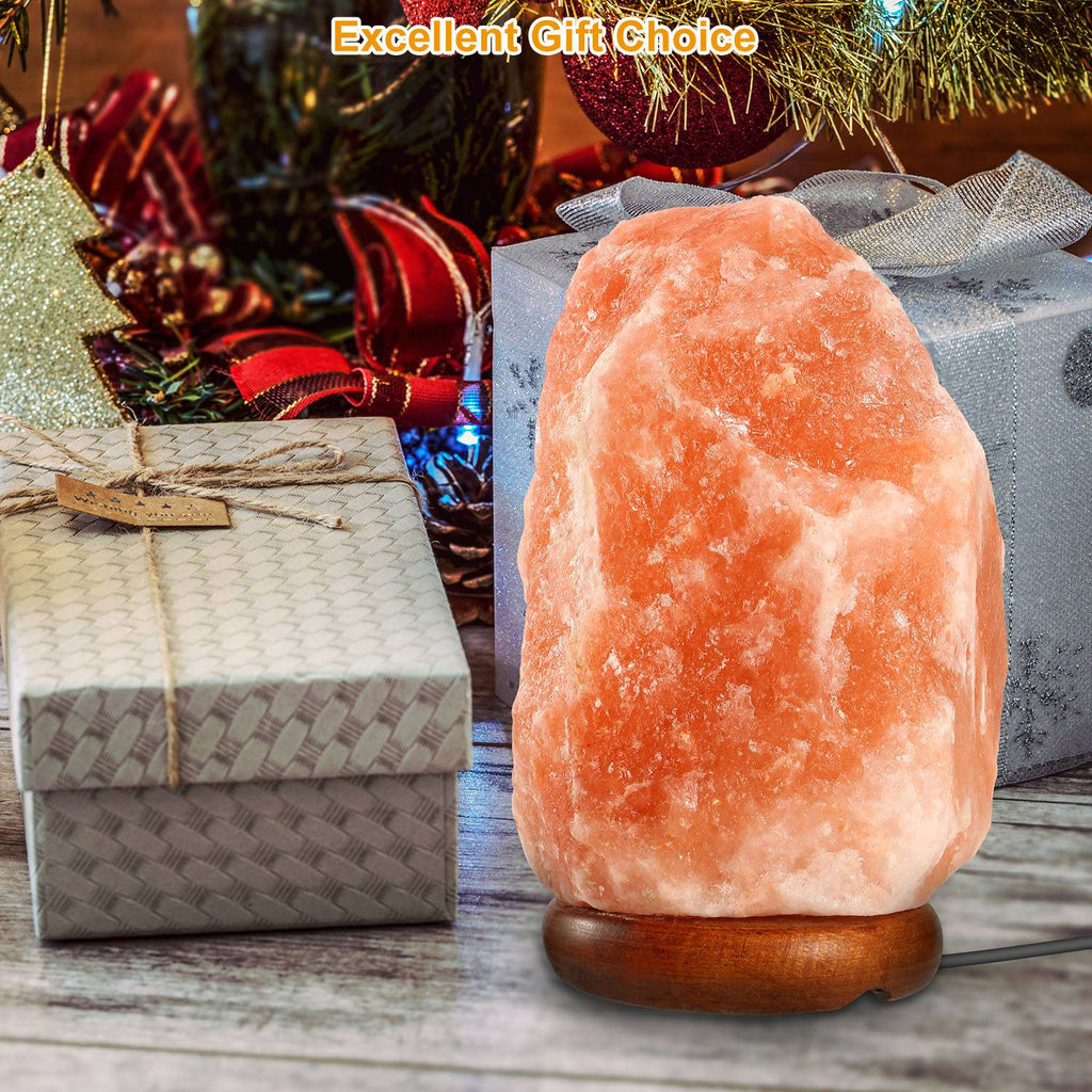 Salt Lamp with Dimmer Switch Hand Carved Table Lamp with Wood Base J601884