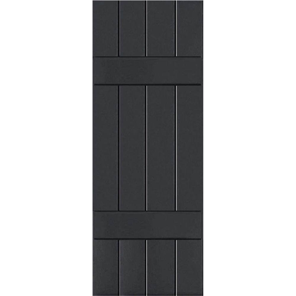 2-Pack 15-in W x 41-in H Black Board and Batten Wood Exterior Shutters S125