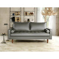 Gray Faux Leather Square Arm Sofa R590