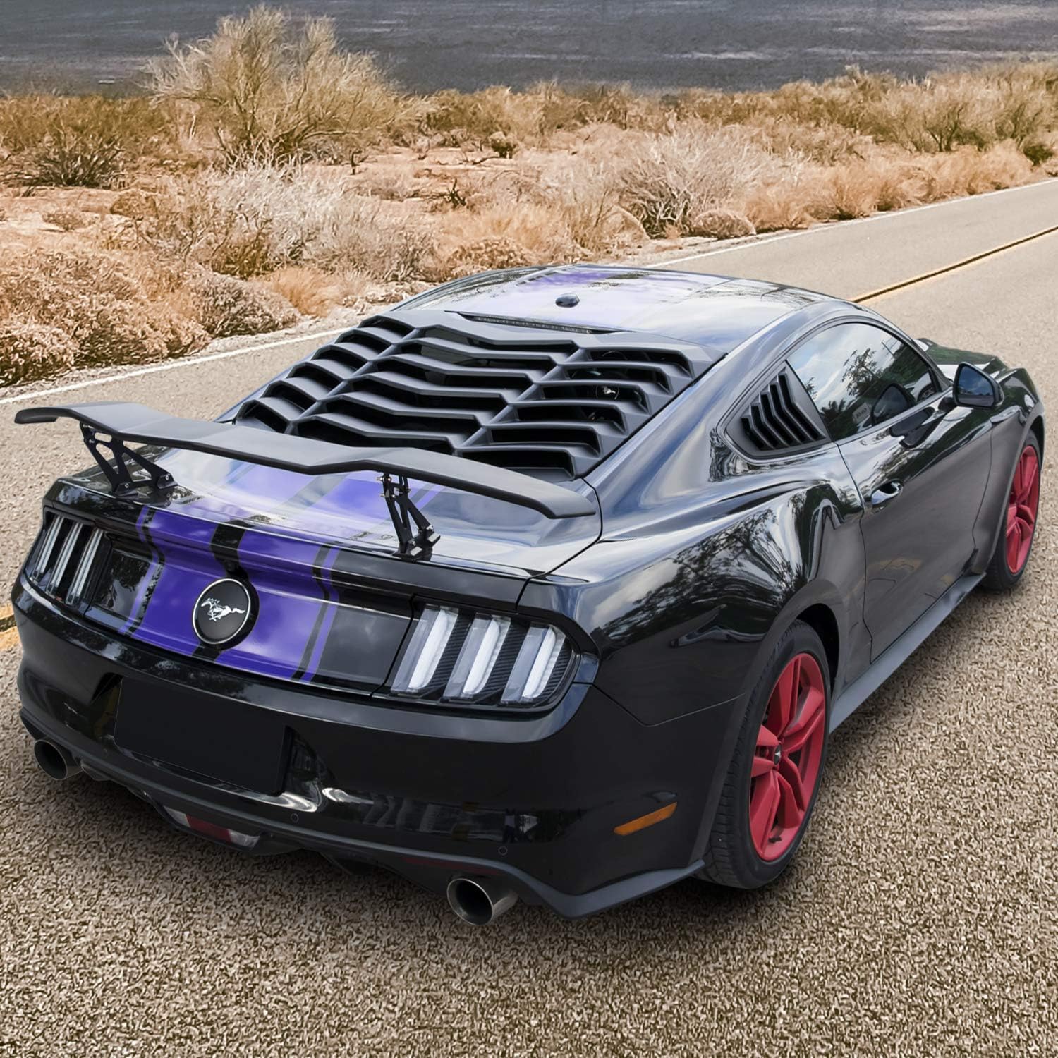 Rear Window Louver Sun Shade Cover Matte Black ABS L240831
