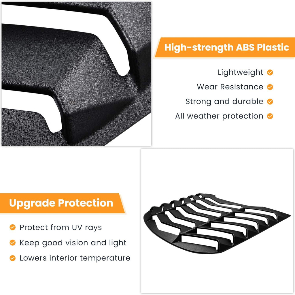 Rear Window Louver Sun Shade Cover Matte Black ABS L240831