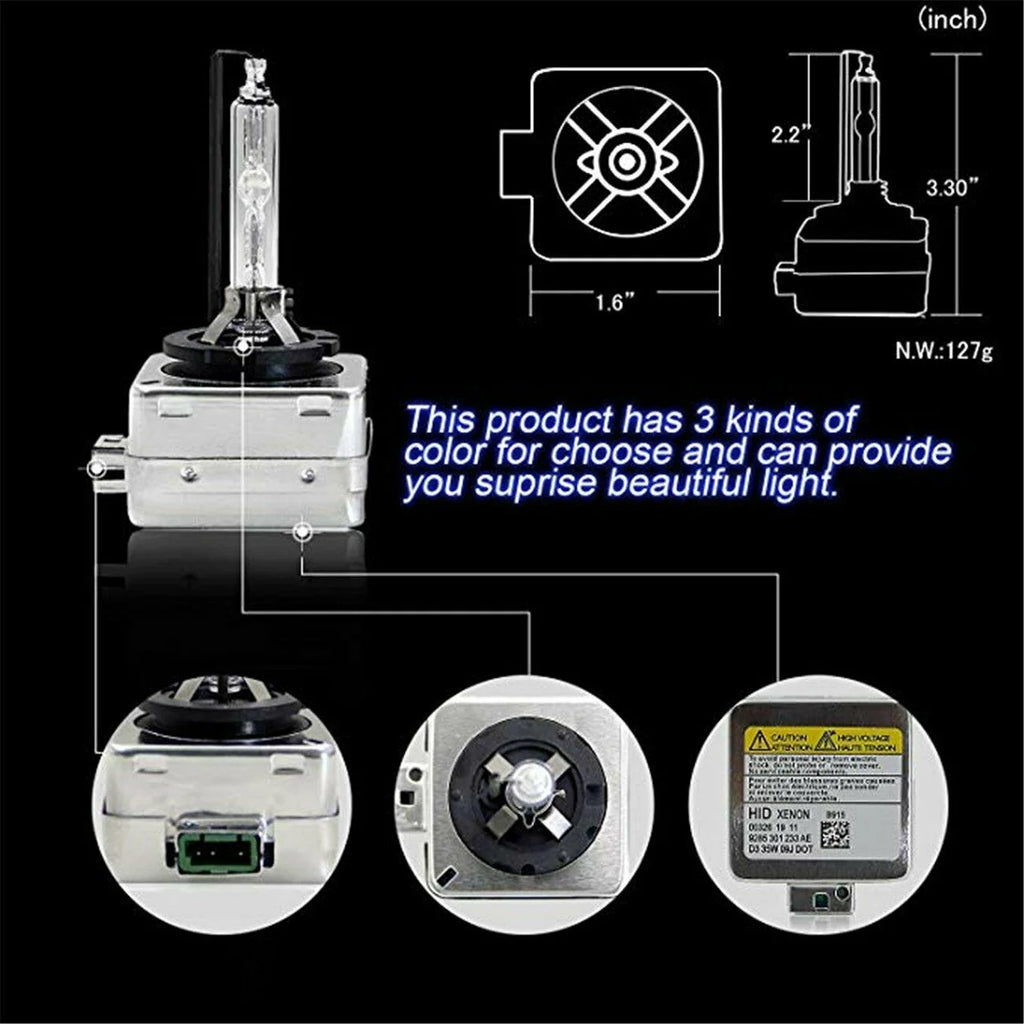 HID Headlight Bulbs D3S High/Low Beam H11 H8 Fog Light 6000k 4pcs A8974