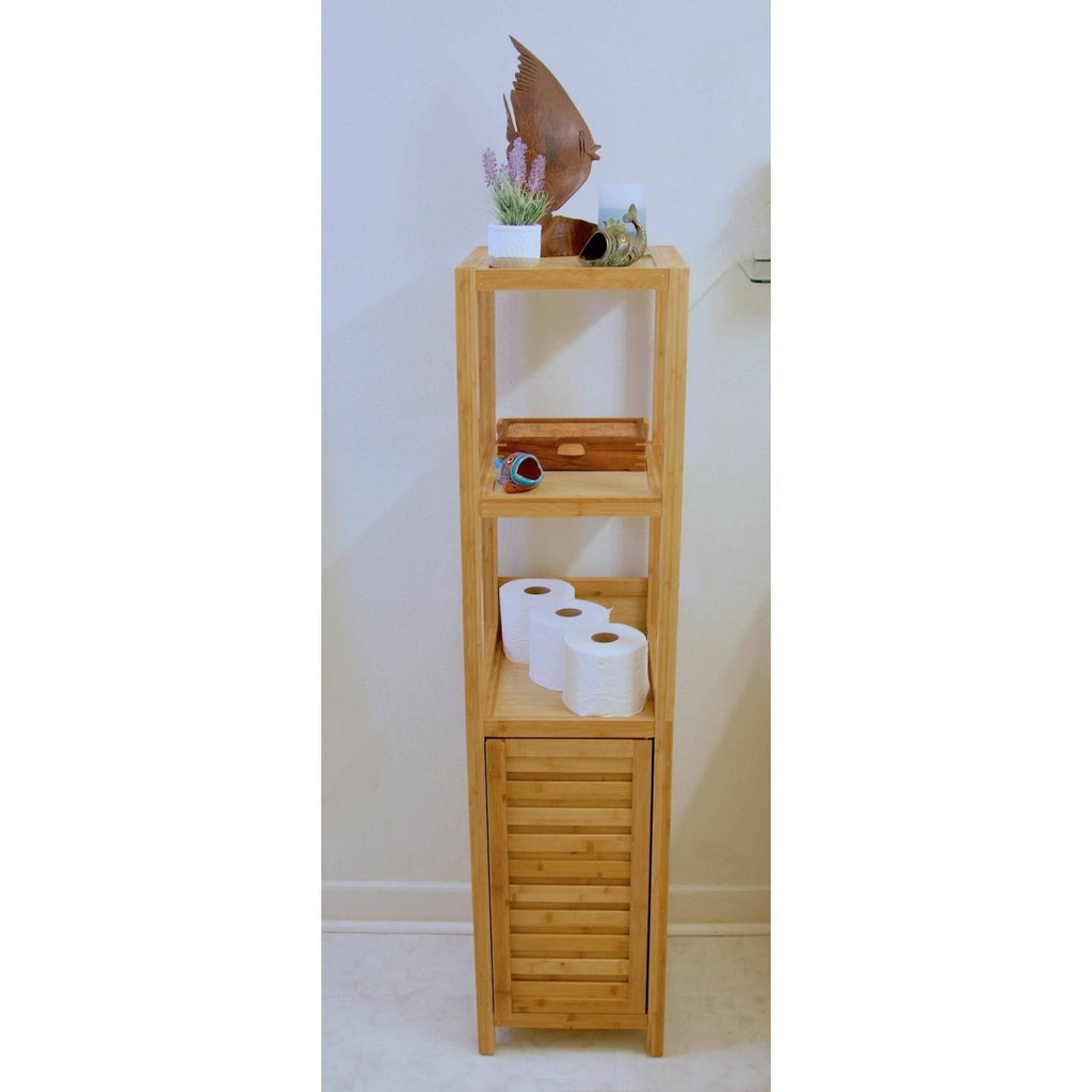 Tan Bamboo Storage Tower Cabinet V913