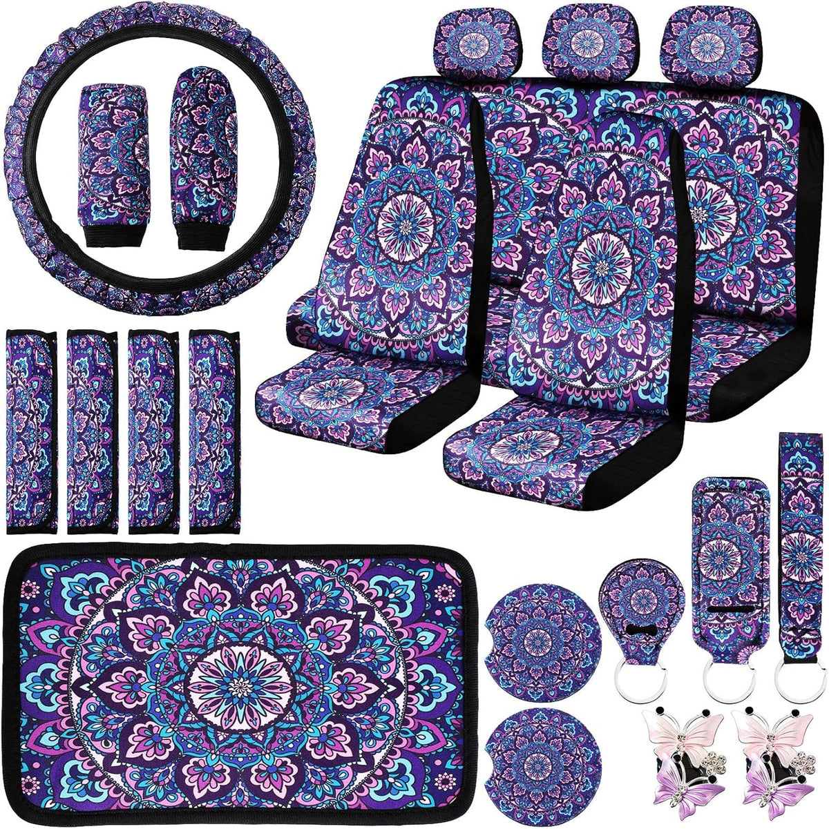 Purple Mandala Car Accessories Set E46872