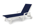 Coastal White and Navy Blue Sling Chaise D86804