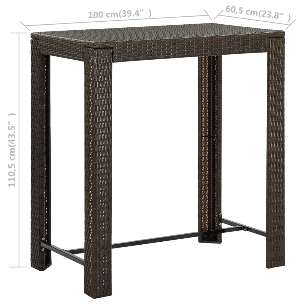 Brown Poly Rattan Patio Bar Table E28908
