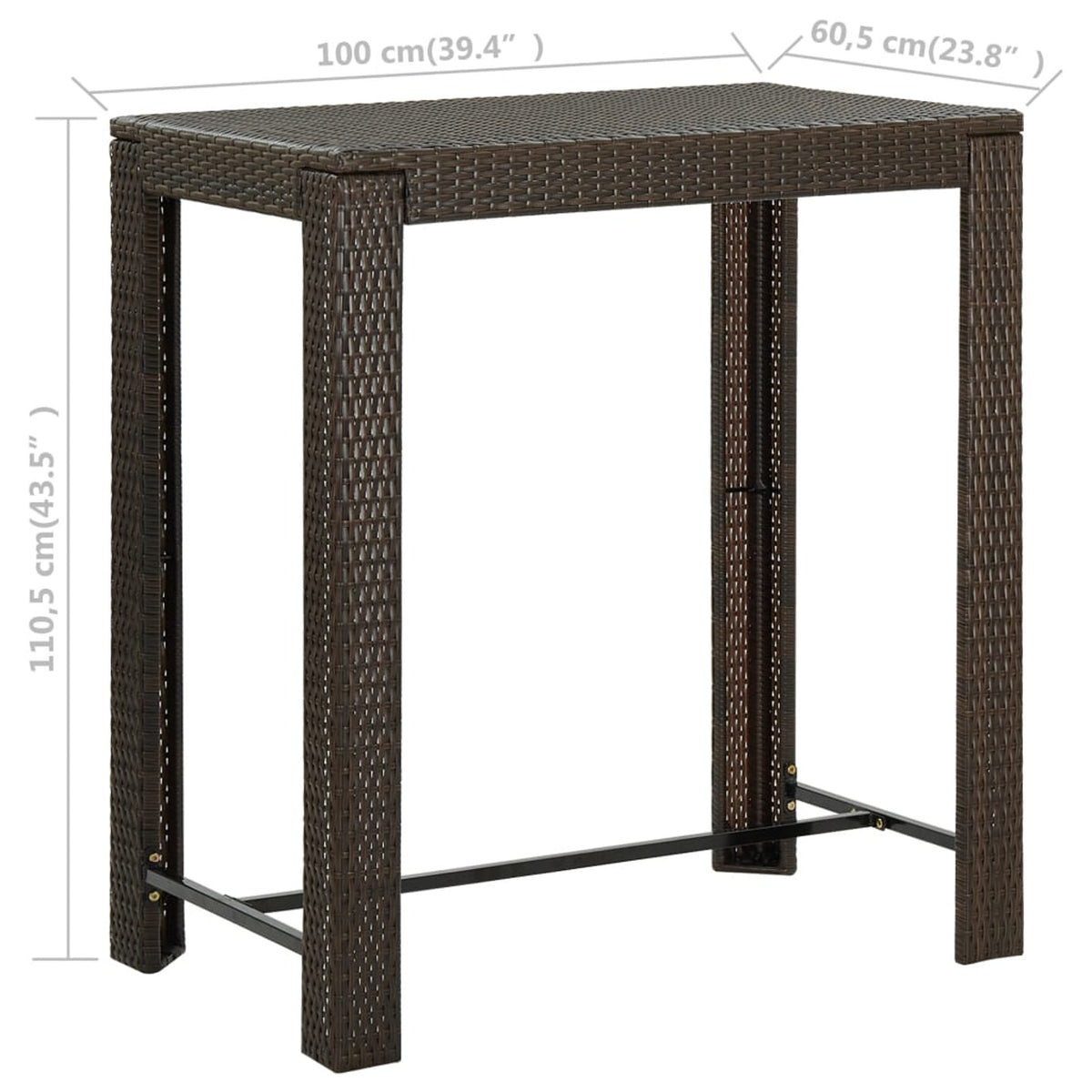 Brown Poly Rattan Patio Bar Table E28908