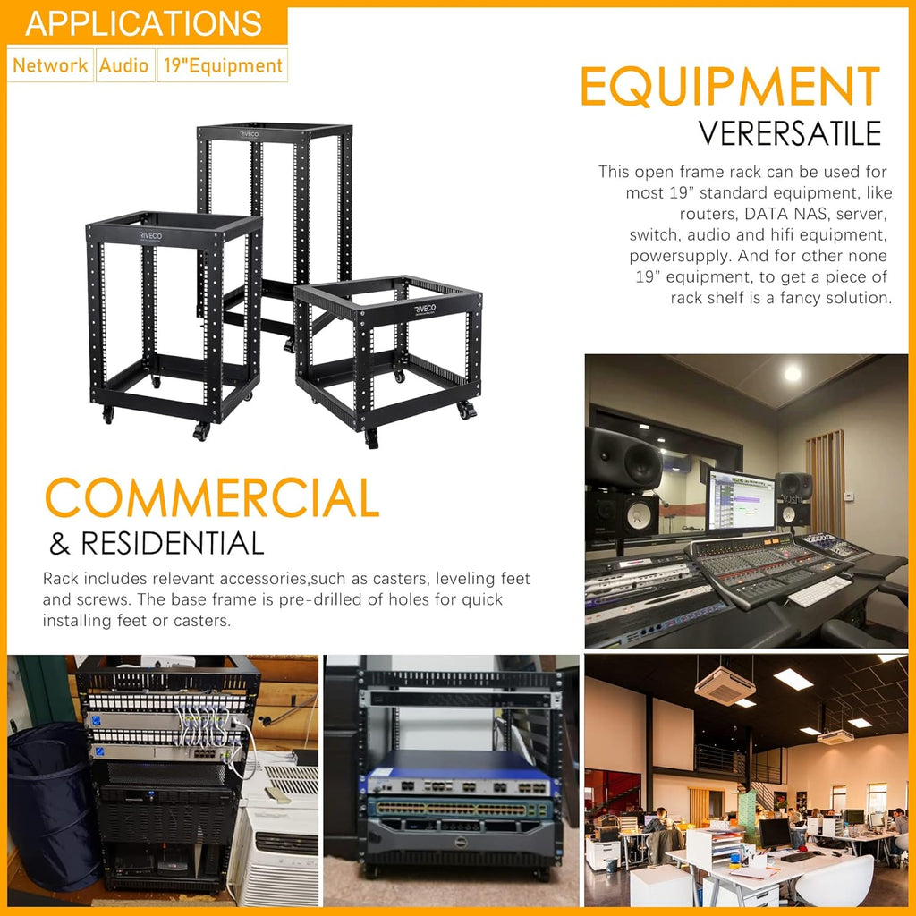 Black 18U Open Frame 19-inch Server Rack E15898
