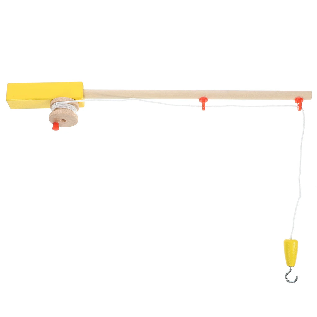 Set of 2 Fishing Rod Magnetic Hook Pole Kids Wooden Toddler Child F933