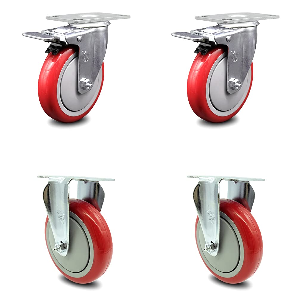 8 Inch Gray Non-Marking Thermoplastic Rubber Swivel Caster with Bolt-On Swivel Lock X576