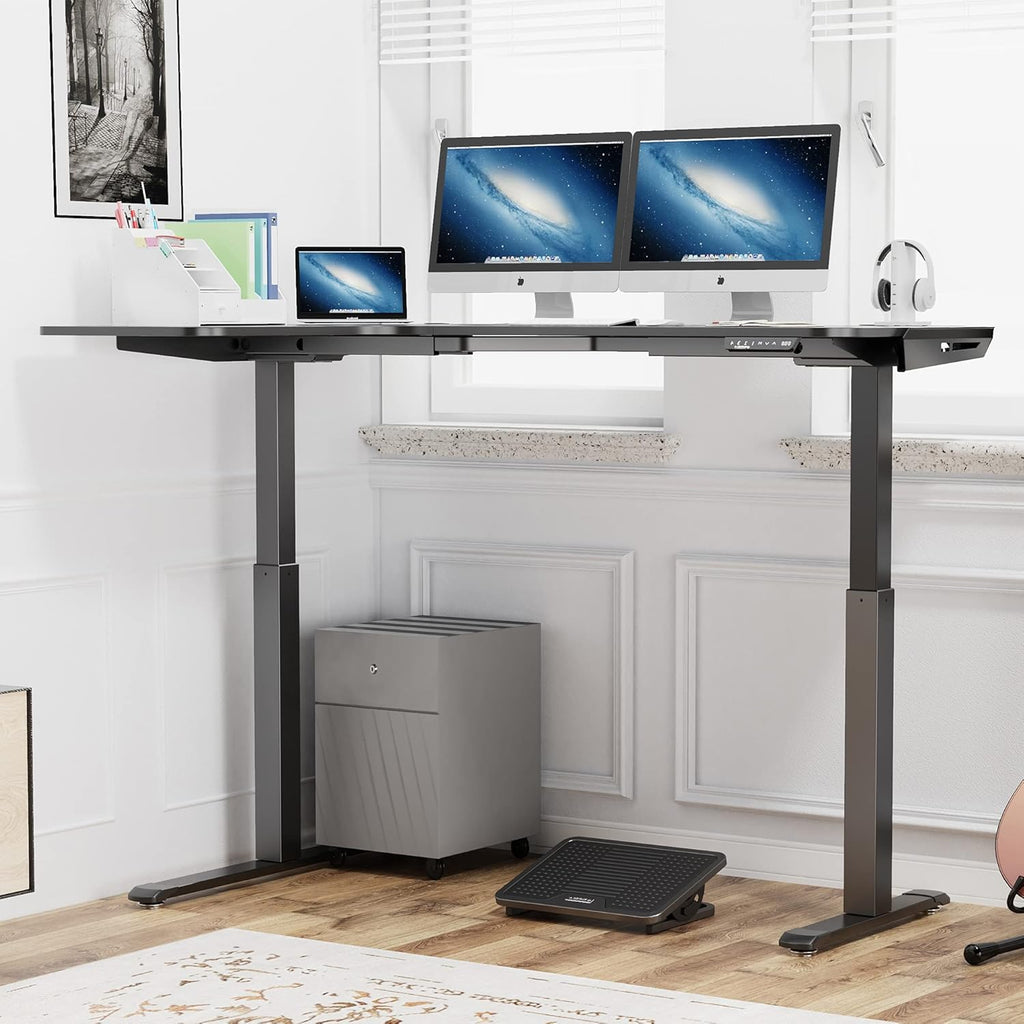 61" Dual Motor Electric Height Adjustable L Shaped Standing Desk with Mouse Pad N6201