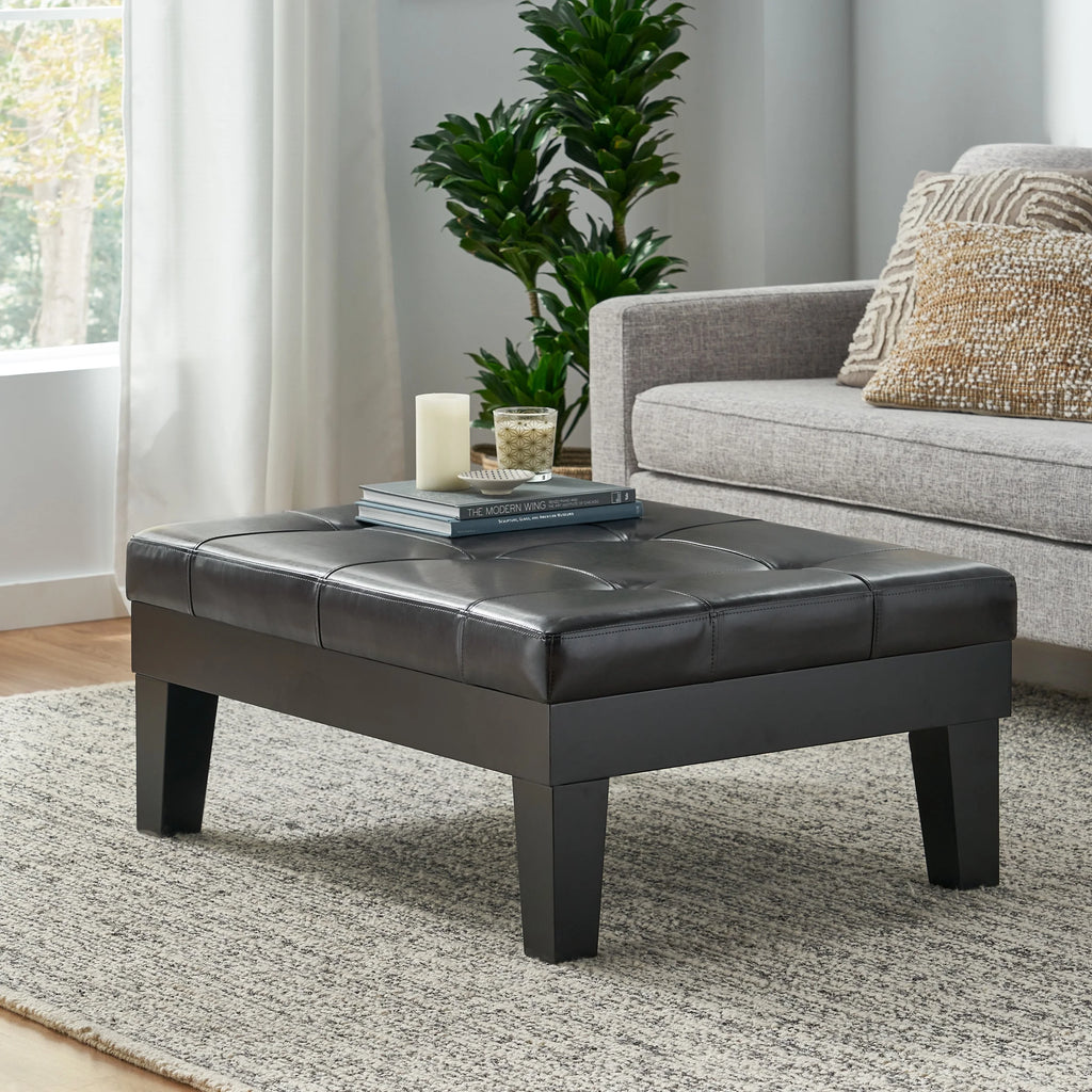 Dark Espresso Bonded Leather Storage Ottoman C231997