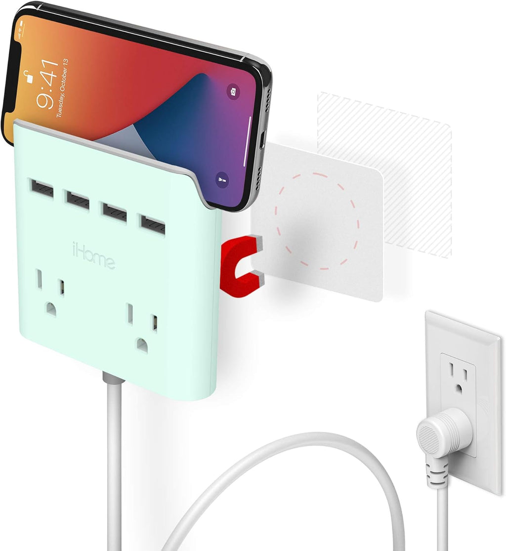 4 Outlets 3 USB Ports Extension Cord Wall Mount Pack of 2 Z27805