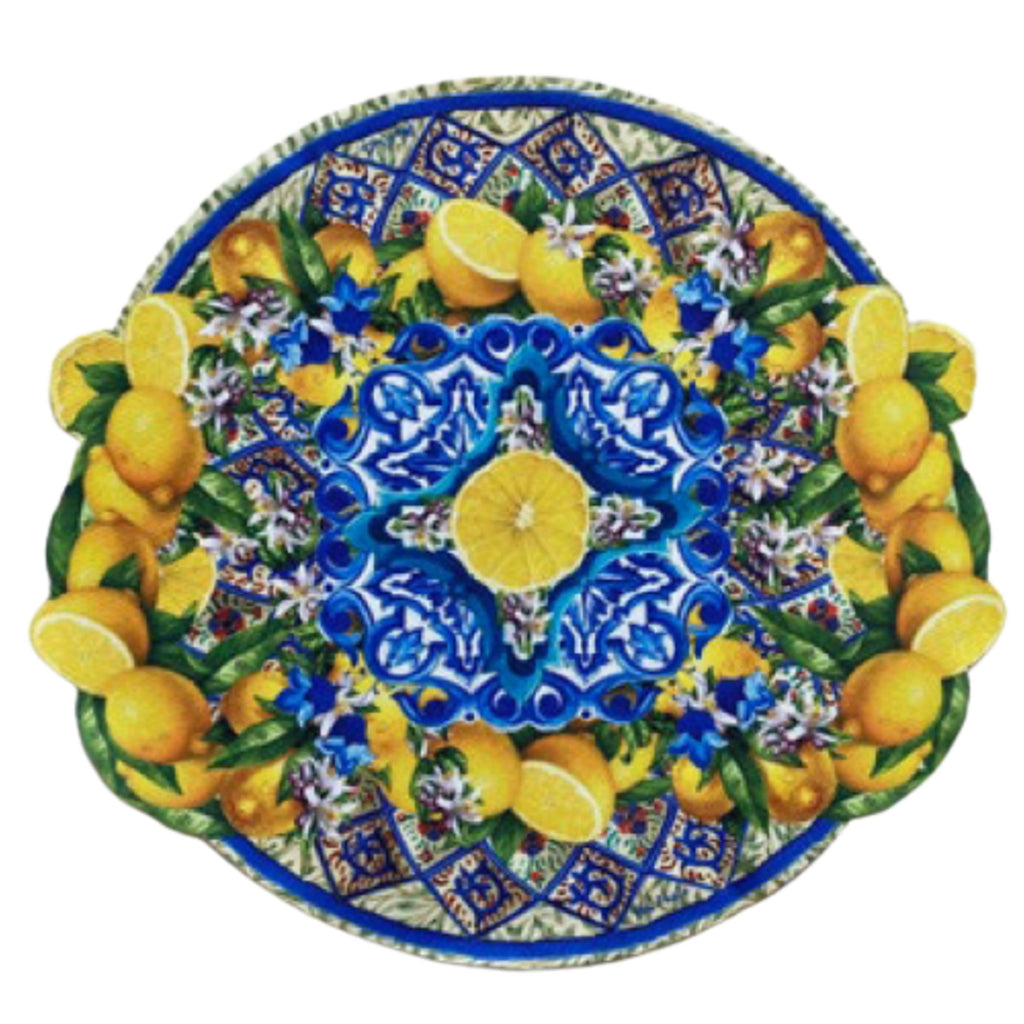 Blue & Yellow Round Polyester Placemat (Set of 2) Y998097