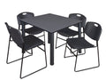 48x22 Square Breakroom Table with 4 Stack Chairs D530804