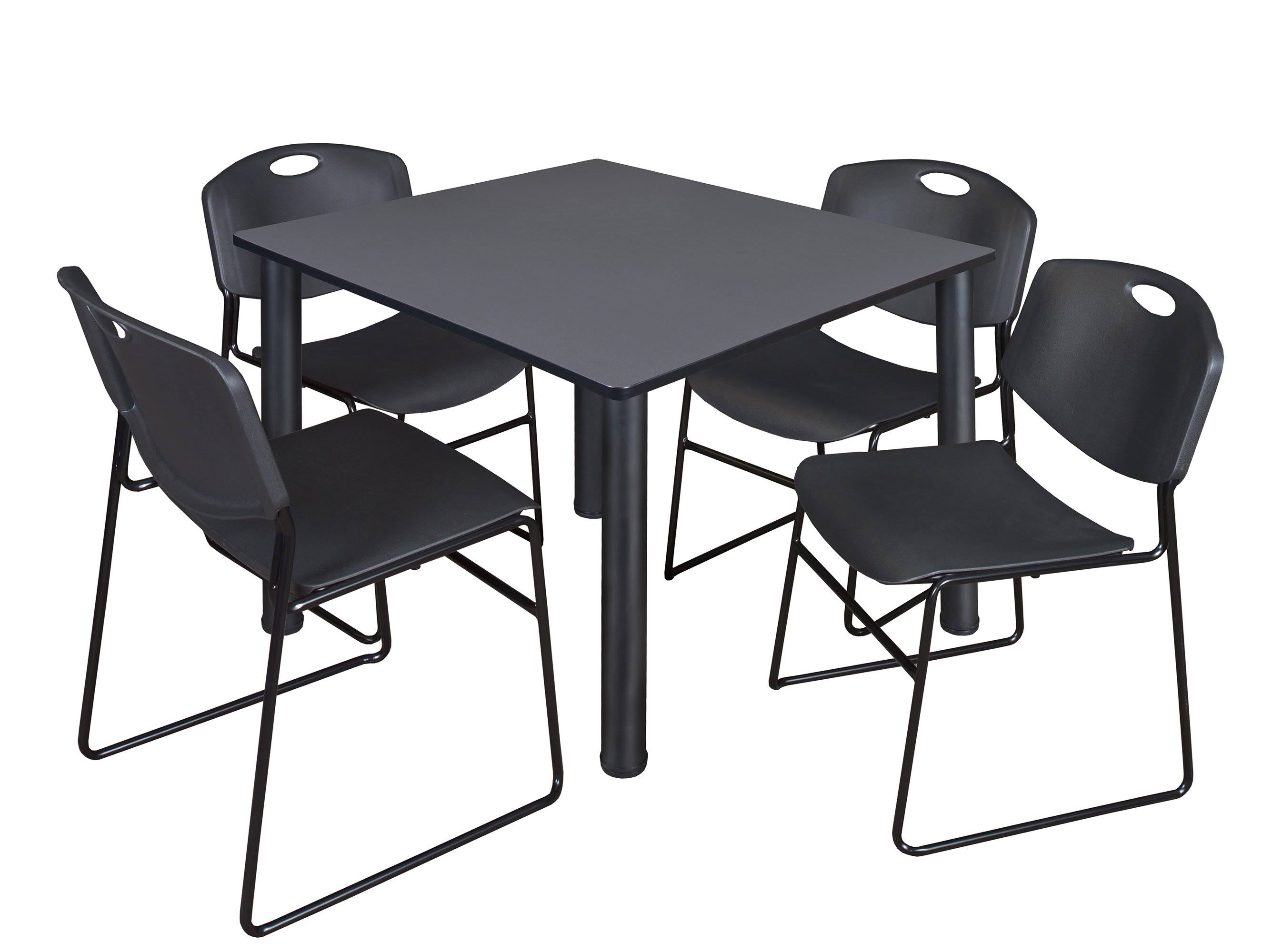 48x22 Square Breakroom Table with 4 Stack Chairs D530804
