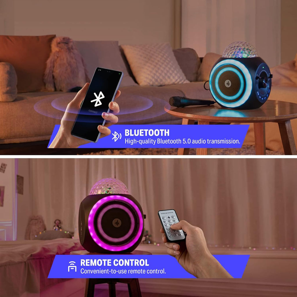 Portable Karaoke Machine Bluetooth PA Speaker System with Lights K5010