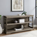 Grey Wash Wood and Metal 1-Shelf Bookcase with Adjustable Shelf U867
