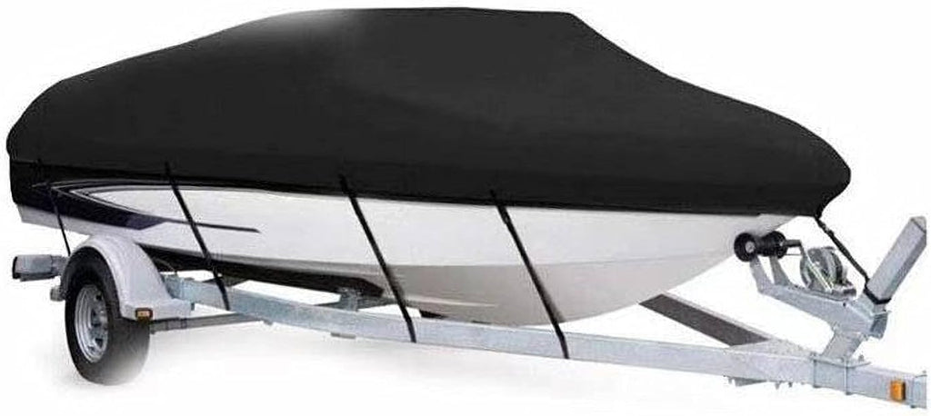 Heavy Duty 600D Marine Grade Polyester Canvas Trailerable Waterproof UV Resistant Boat Cover, 14'-16', Gray, Pack of 2 J832196
