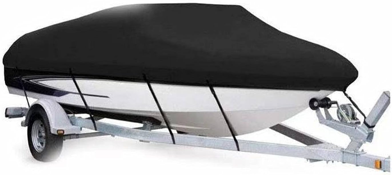 Heavy Duty 600D Marine Grade Polyester Canvas Trailerable Waterproof UV Resistant Boat Cover, 14'-16', Gray, Pack of 2 J832196