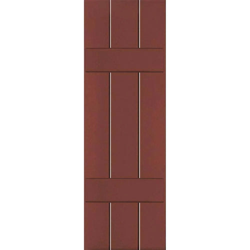 12 in. x 33 in. Real Wood Pine Board and Batten Shutters Pair Country Redwood M111621