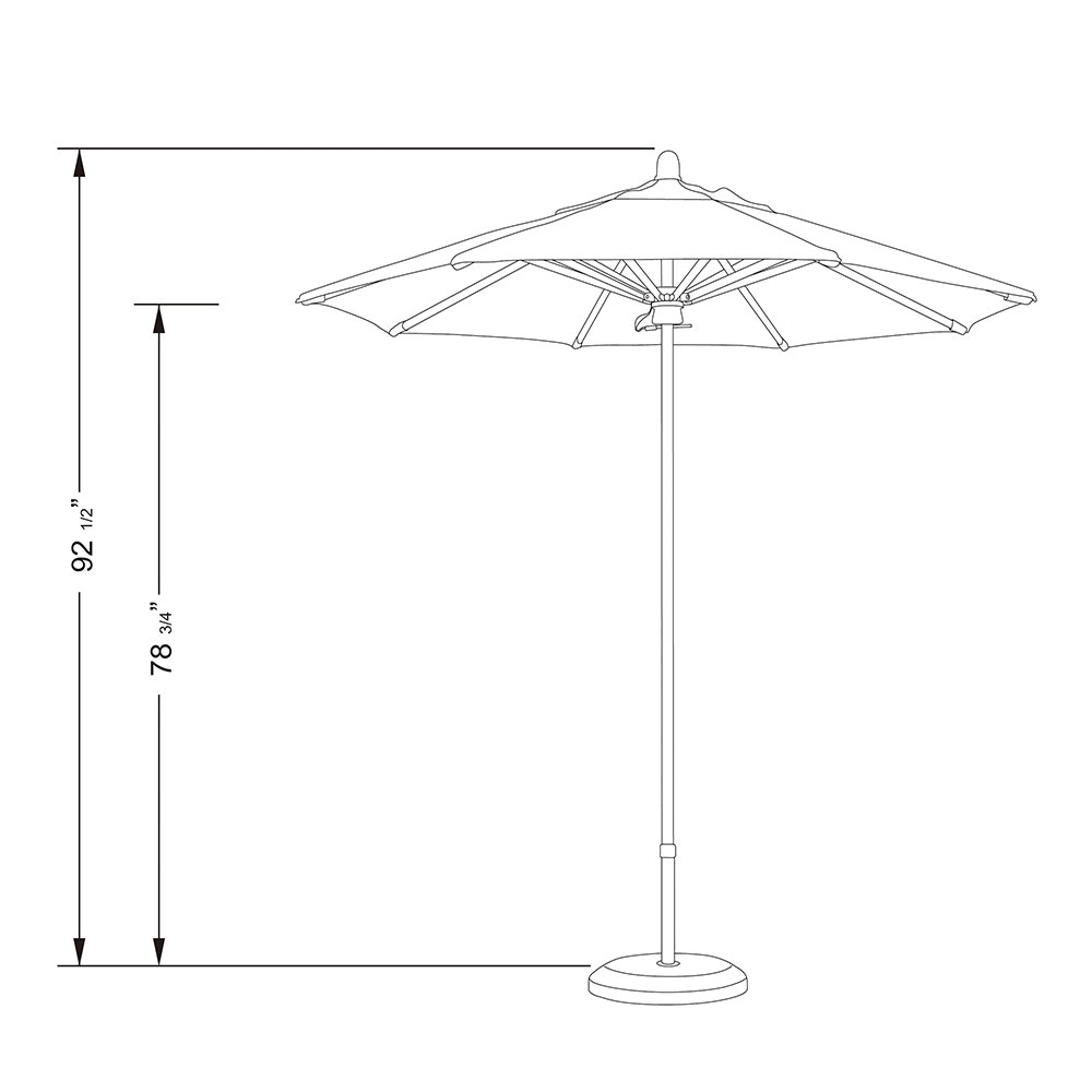 7.5 ft Pacific Blue Market Umbrella with Fiberglass Pole V502904