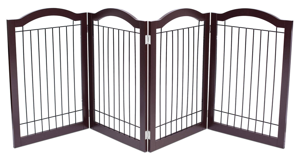 Wire Dog Gate with Arched Top, 4 Panel, 30 inch Tall Pet Puppy Safety Fence O86659