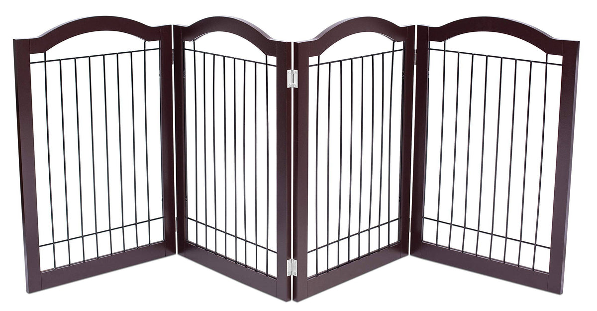 Wire Dog Gate with Arched Top, 4 Panel, 30 inch Tall Pet Puppy Safety Fence O86659