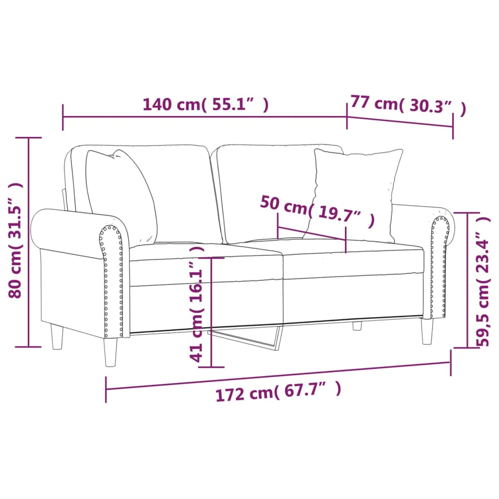 2-Seater Sofa Dark Gray 55.1" T1408