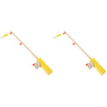 Set of 2 Fishing Rod Magnetic Hook Pole Kids Wooden Toddler Child F933
