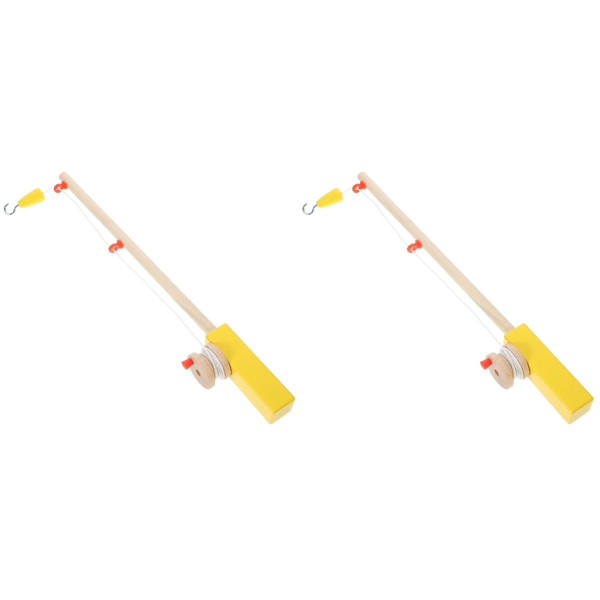 Set of 2 Fishing Rod Magnetic Hook Pole Kids Wooden Toddler Child F933