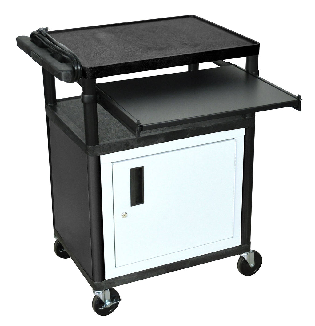Black 3 Shelf Presentation Cart with Cabinet I869256