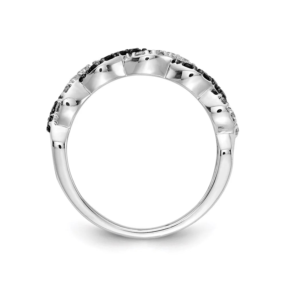 14kt White Gold Black White Diamond Twist Ring A57844