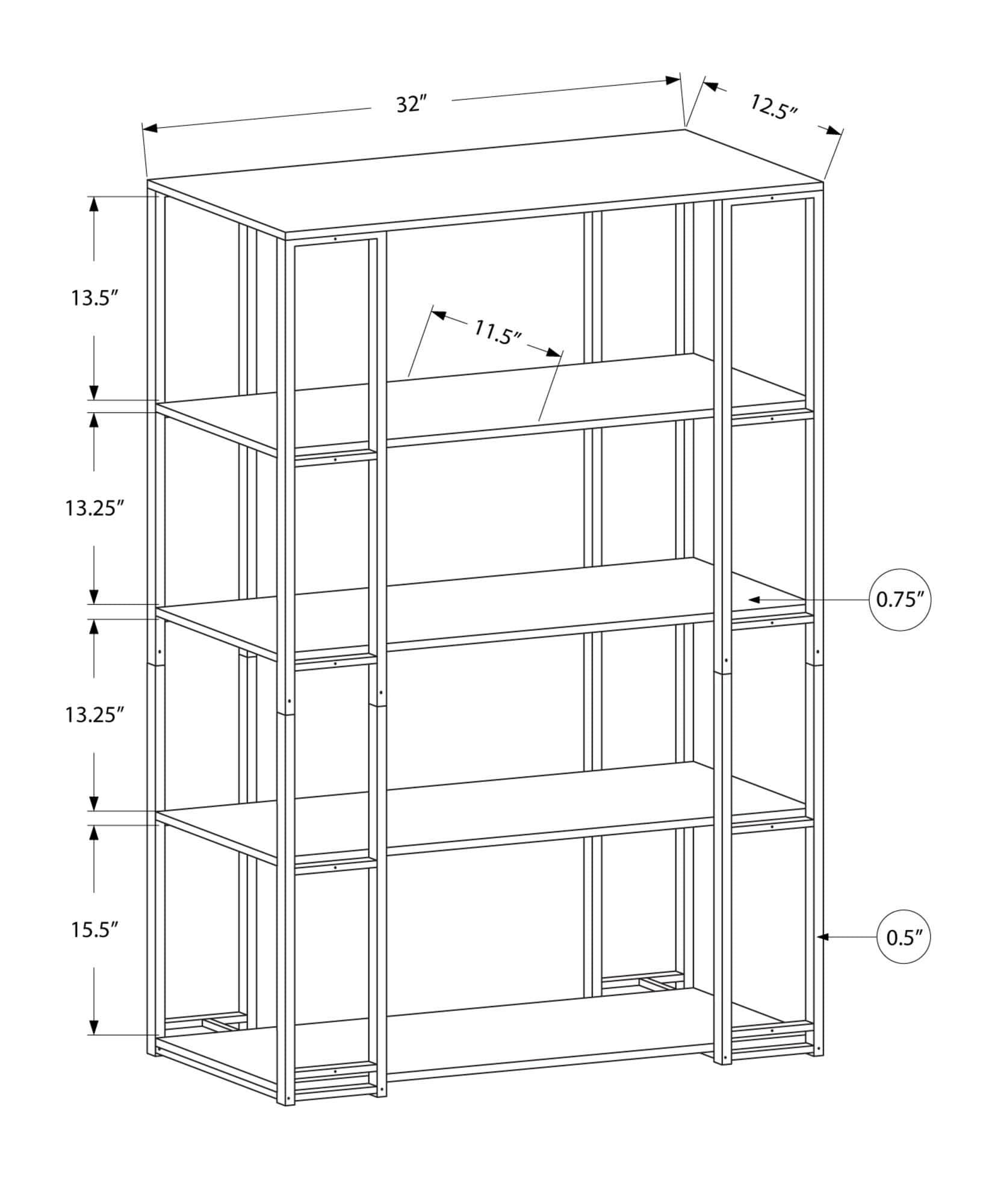 Dark Taupe Black MDF Metal Bookcase E5059