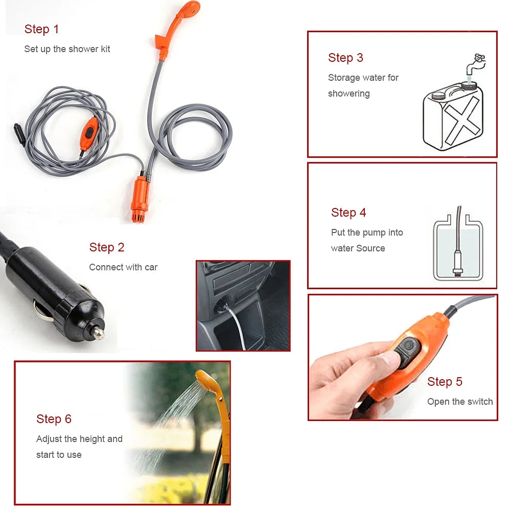 Folding Bucket Electric Outdoor Shower Kit V370