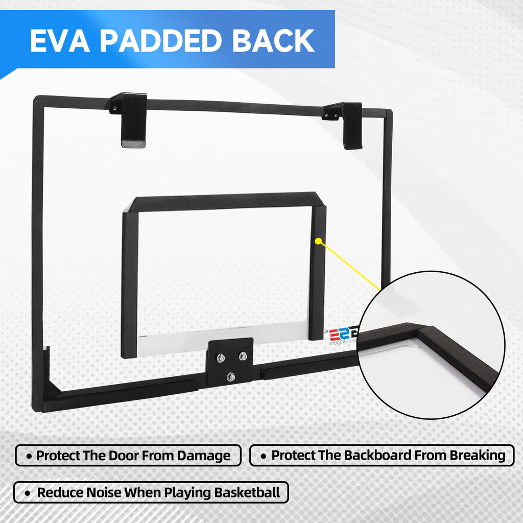 Over-The-Door Pro Basketball Hoop Set with Basketball & Pump, Wall-Mounted Basketball Hoop Set, Indoor Basketball Game, Large - Glow in the Dark C4970