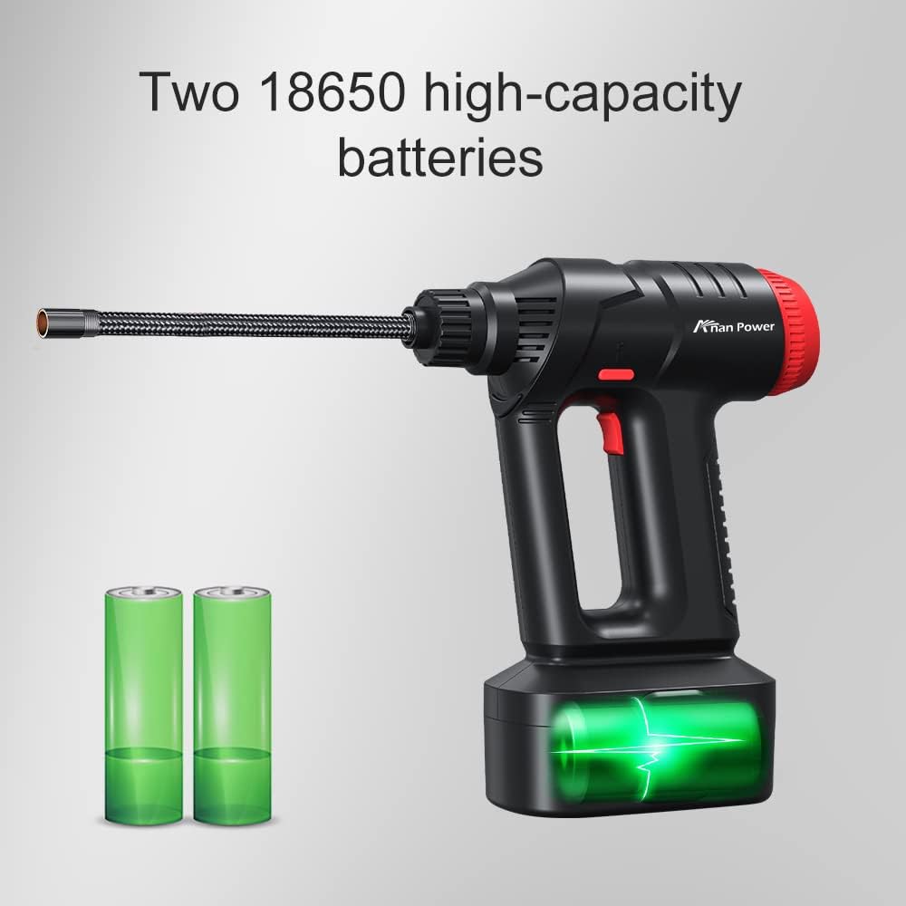 12V Cordless Car Tire Pump with Digital Pressure Gauge, LED Light, Rechargeable Battery Pack, Pack of 2 I26332