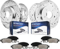 12.60" Front and Rear Drilled & Slotted Rotors + Brake Pads 8pc Set E3250
