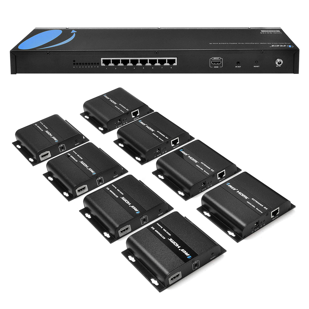 4K 1x8 HDMI Extender Splitter over Single Cable CAT5e/6/7 with IR Remote G8366